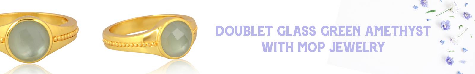 Doublet Glass Green Amethyst with MOP