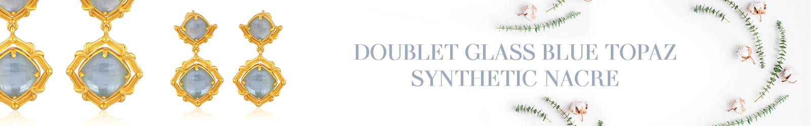 Doublet Glass Blue Topaz Synthetic Nacre