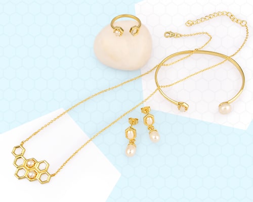 Honeycomb Pearl Jewelry Collection