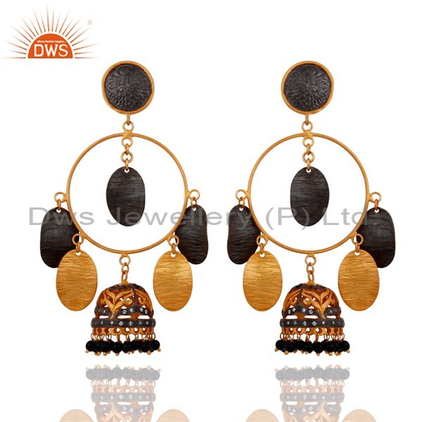 Labradorite Bead and Dangle Earrings with Gold-plated Sterling Silver Labradorite Bead and Dangle Earrings with Gold-plated Sterling Silver