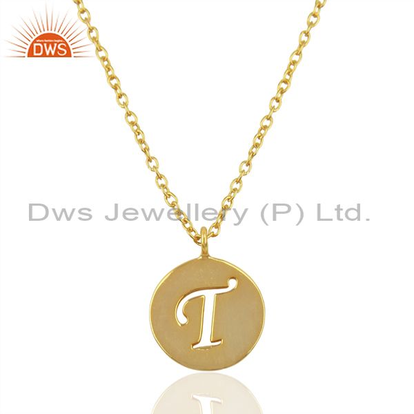 14k yellow gold plated 925 sterling silver t alphabet chain