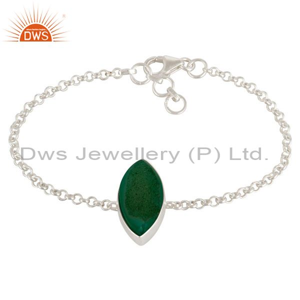 Light green druzy agate genuine sterling silver chain bracelet