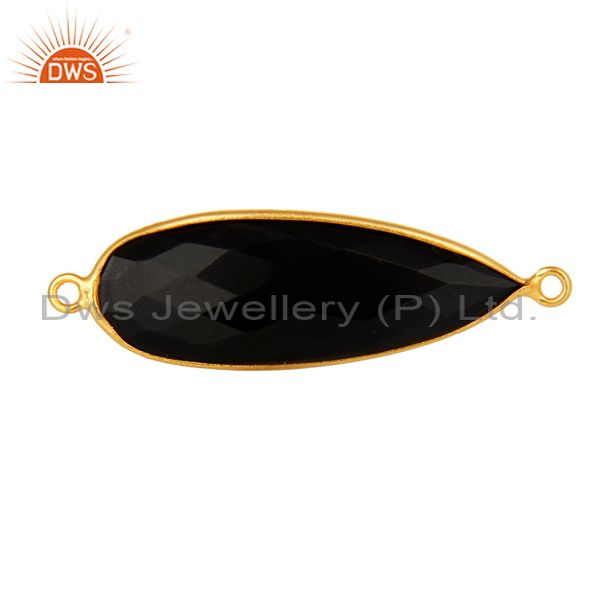 18k gold plated sterling silver black onyx gemstone connector jewelry