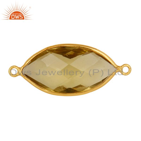 Bezel-set lemon topaz gemstone sterling silver with gold plated connector jewelr