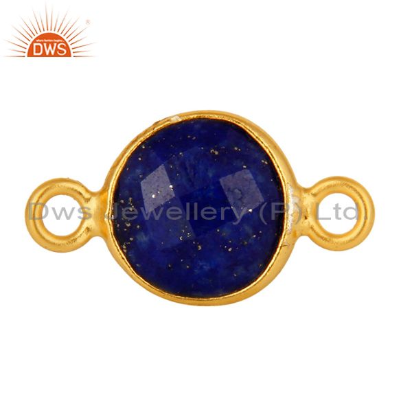 18k yellow gold plated sterling silver lapis lazuli gemstone connector jewelry