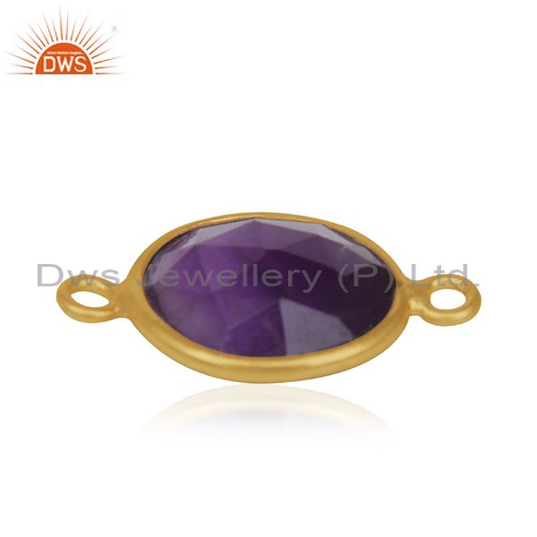 Amethyst gemstone gold plated 925 silver jewelry connector findings manufacturer