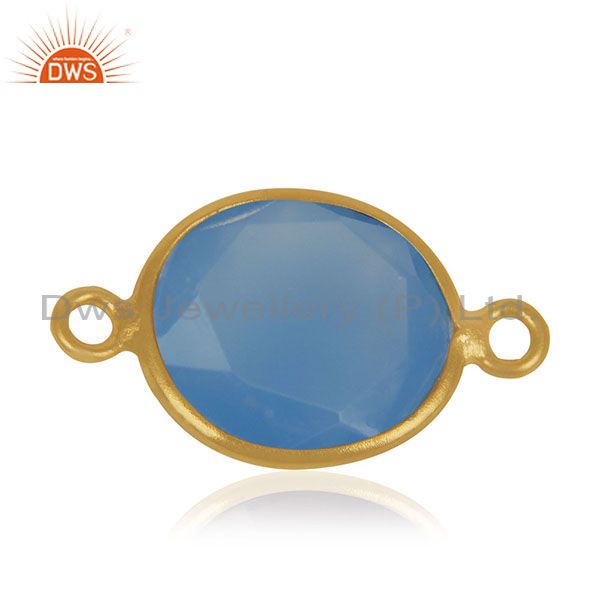 Blue chalcedony gemstone 925 sterling silver gold plated connectors manufacturer
