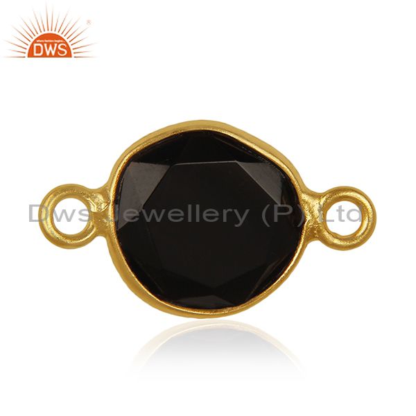 Black onyx gemstone 925 silver gold plated connectors wholesale supplier india