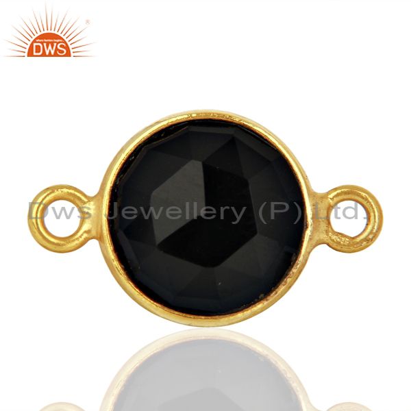 Black onyx connectors 14k gold plated 925 sterling silver findings jewelry