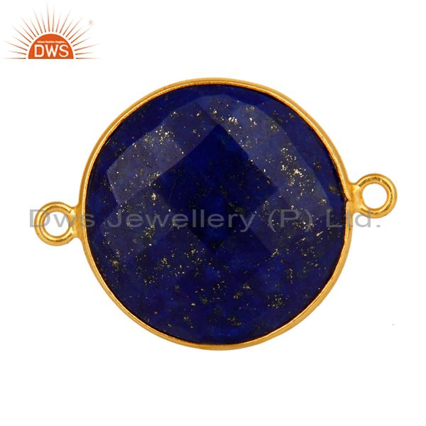 925 sterling silver natural lapis lazuli gemstone connector with gold plated
