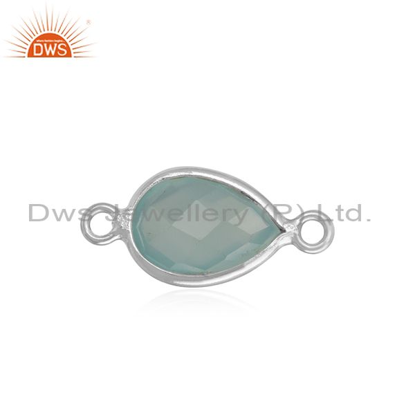 Handcrafted jewelry connector in silver 925 with aqua chalcedony
