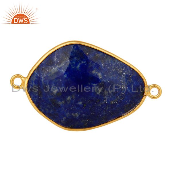 18k yellow gold plated sterling silver lapis lazuli gemstone connector