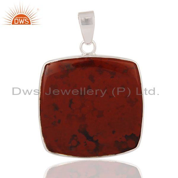 Handmade solid 925 sterling silver pendant with natural bloodstone jewelry
