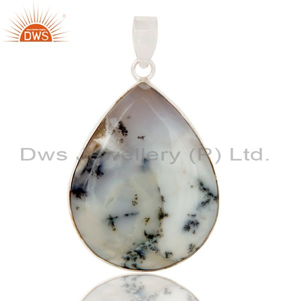 Dendritic opal solid sterling silver gemstone pendant dendrite opal pendant