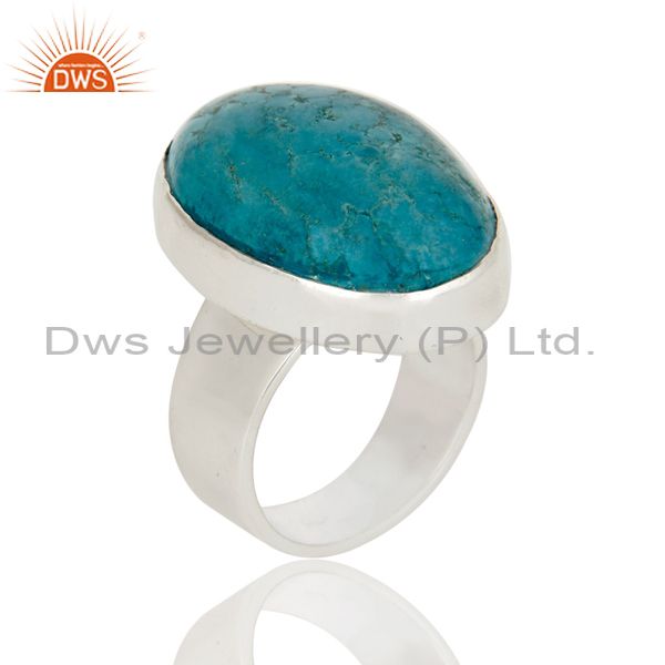 Natural Turquoise Gemstone Bezel Set Statement Ring Made In 925 Sterling Silver