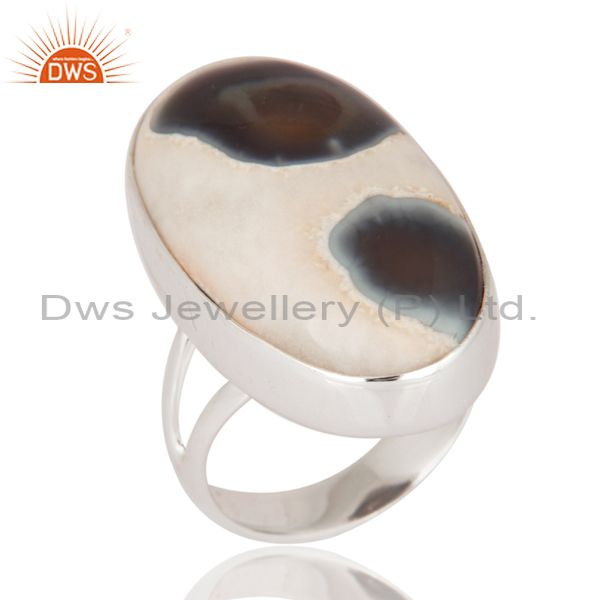Natural Ice Solar Quartz 925 Sterling Silver Ring - Artisan Gemstone Jewelry