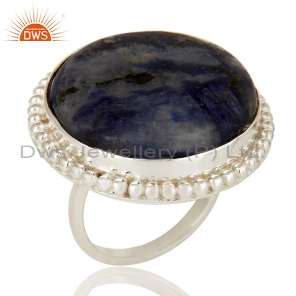 Handmade Sodalite Gemstone Cocktail Ring Made In Solid Sterling Silver