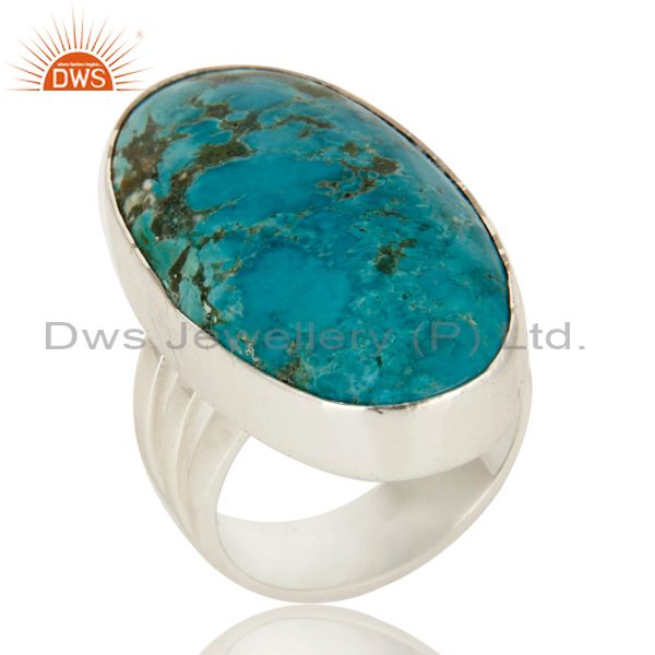 925 Sterling Silver Natural Turquoise Gemstone Oval Statement Ring