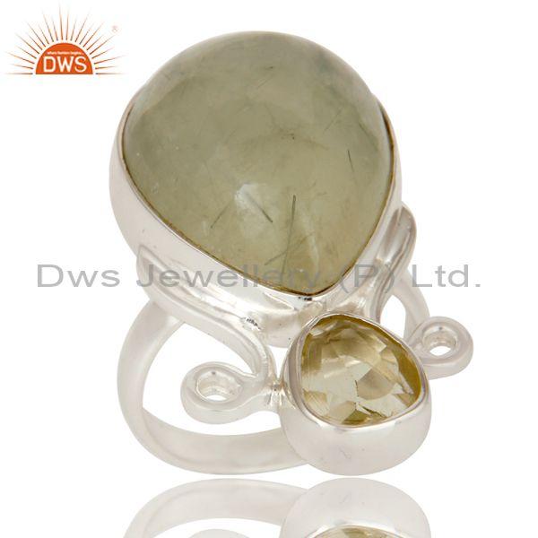 Prehnite And Lemon Topaz Sterling Silver Gemstone Ring