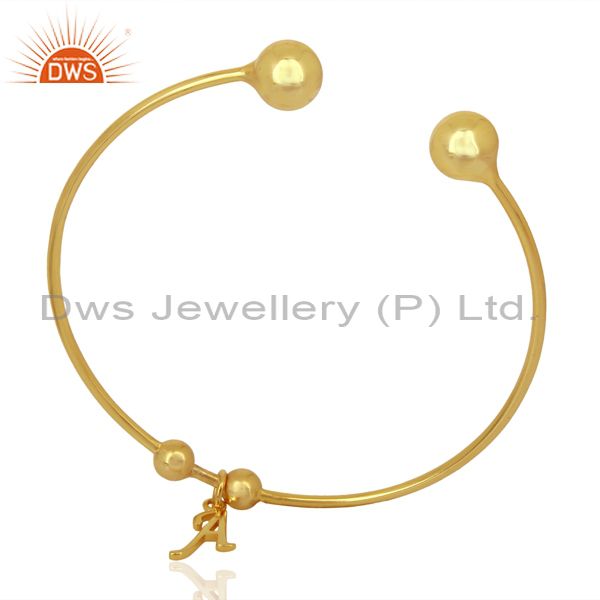 Gold plated a initial openable adjustable wholesale fashion cuff jewelry