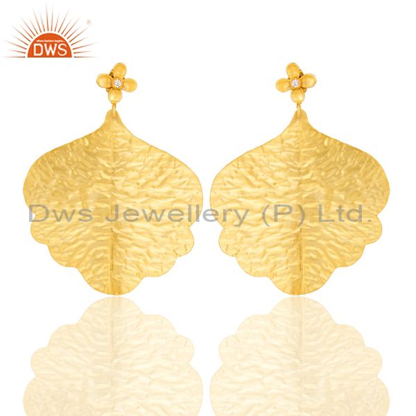 22K Yellow Gold Plated Brass Handmade Petals Dangle Earrings