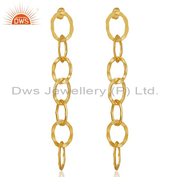 Chain and Link Design Gold Plated Fashion Earrings Manufacturer