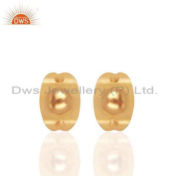 Round Ball Design Gold Plated Brass Fashion Girls Stud Earring