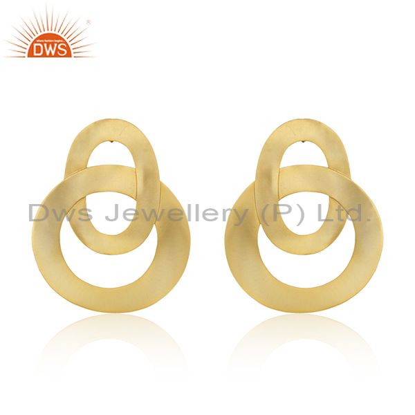Circle Design Gold Plated Brass Fashion Simple Earrings Manufacturer