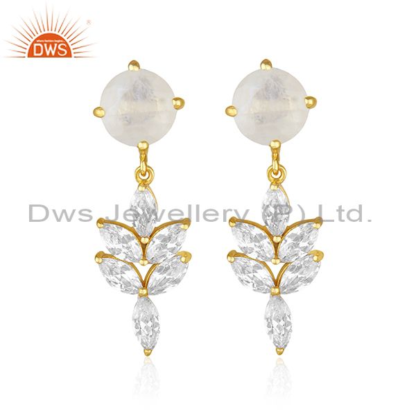 14k Gold Plated Brass Fashion Gemstone Earring Manufacturer of Wedding Jewelry