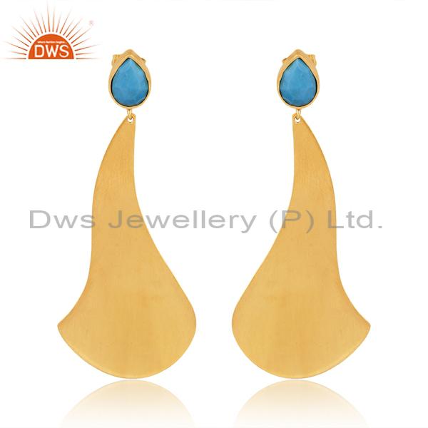 Turquoise Cultured Anti Tarnish Dangle Earrings