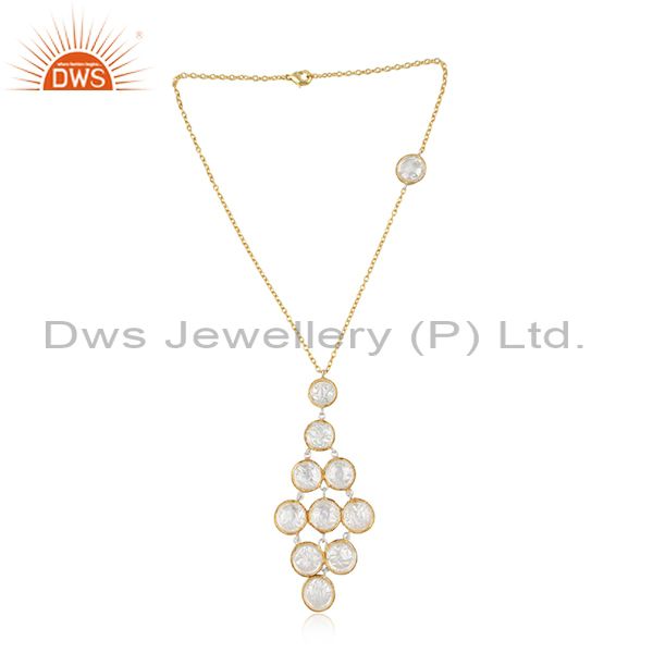 Brass Gold Plated White Chandelier Pendant And Necklace