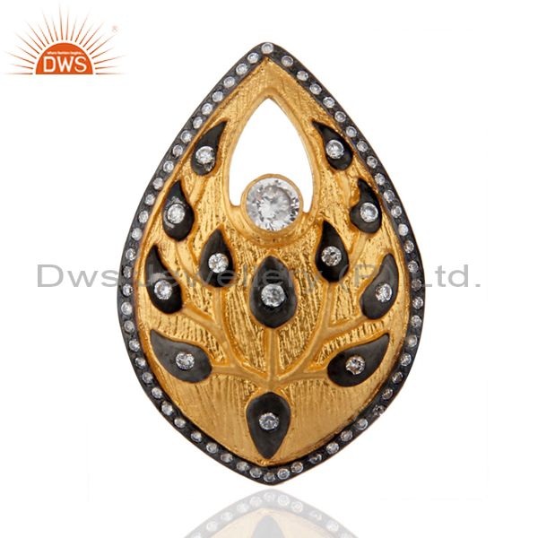 Impressive Leaf Design Cubic Zircon 18k Gold GP Knuckle Ring Bridal Party Jewelr