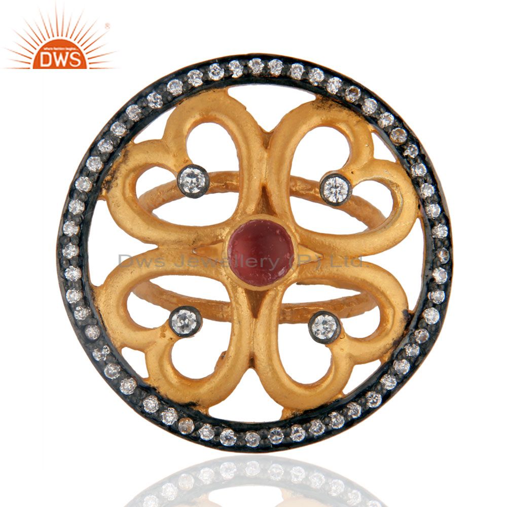 Artisan Crafted Handmade Gorgeous Tourmaline Stone Designer Cubic Zirconia Ring