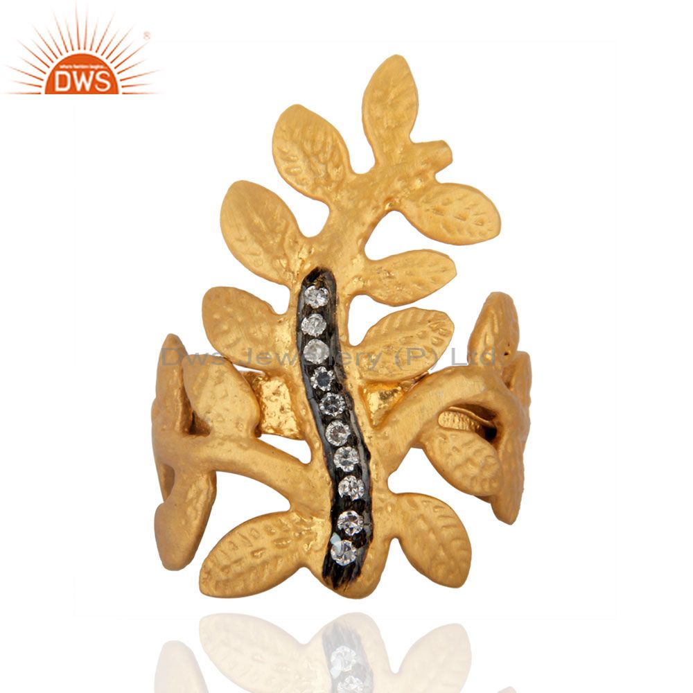 Indian Fine Handcrafted Leaf Designer Long Finger/Knuckle Ring Size 7 Jewelry