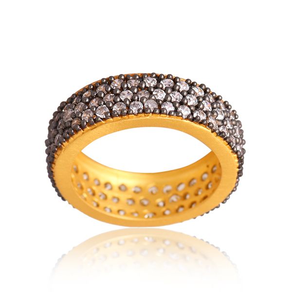 CZ Gemstone Statement 14K Yellow Gold Plated Brass Ring Jewelry