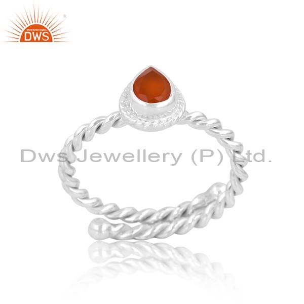 Handcrafted Carnelian Silver Ring for Girls