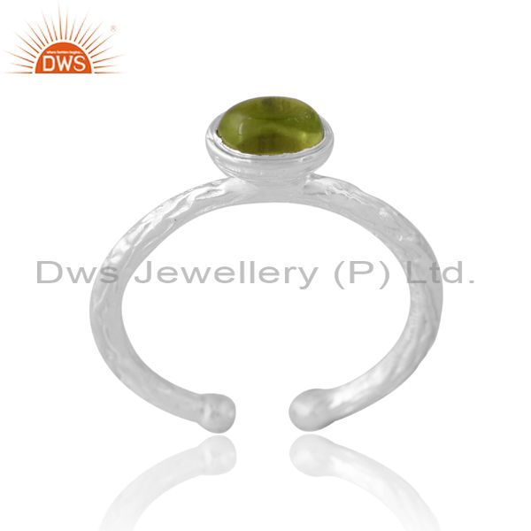Sterling Silver White Touring With Peridot Oval Horizontal