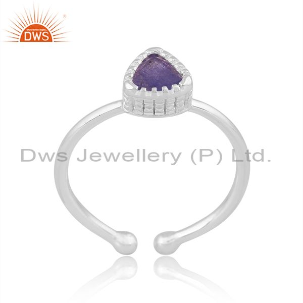 Tanzanite Cut Trillion With White Sterling Silver Ring