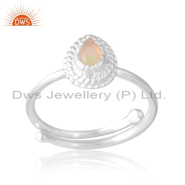 Sterling Silver White Ring With Ethiopian Pear