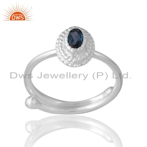 Oval Sterling Silver White Ring With London Blue Topaz