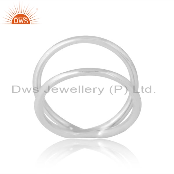 Sterling Silver White Double Ring With Low Gap