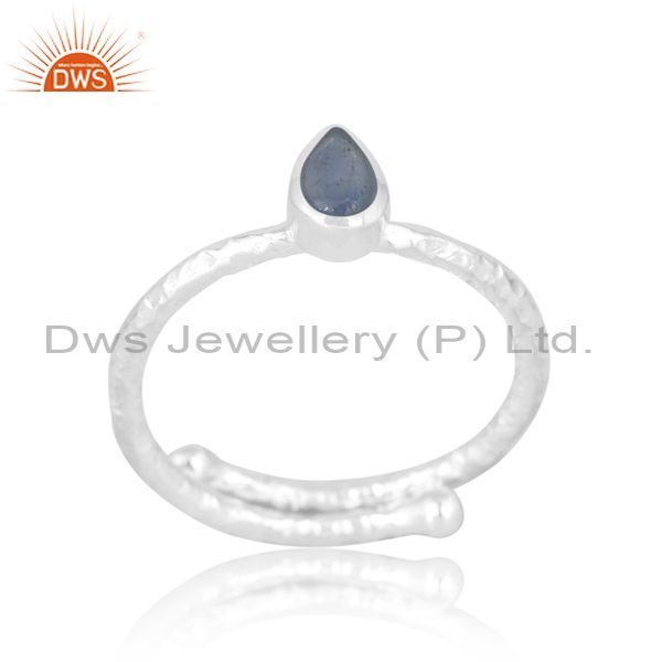 Silver Pear Cut Tanzanite Stone And Band Unisex In Silver