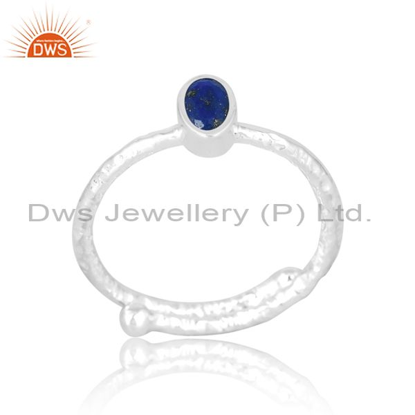 Engagement Silver Band In Oval Lapis Cut For Unique Women