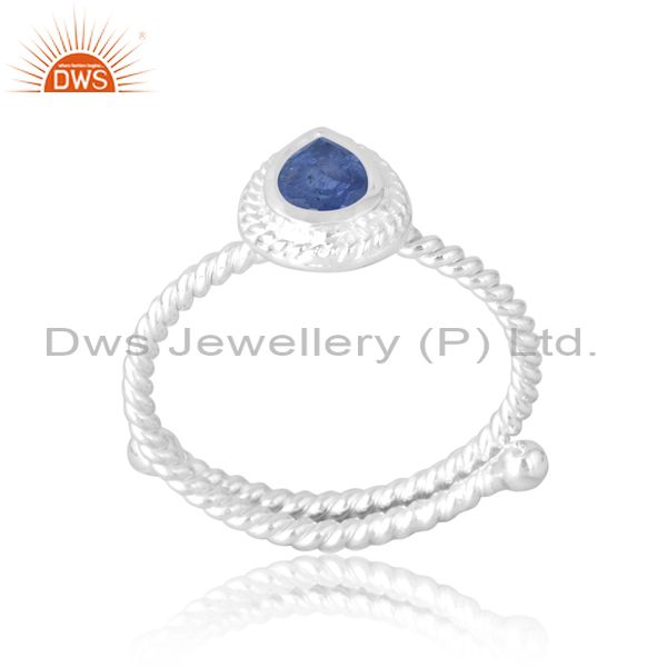 Bani Wire Thin For Women Silver Ring With Pear Tanzanite