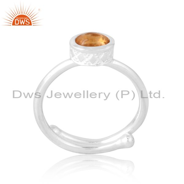 Citrine Oval Cabushion Band In Silver For Mothers Beautiful