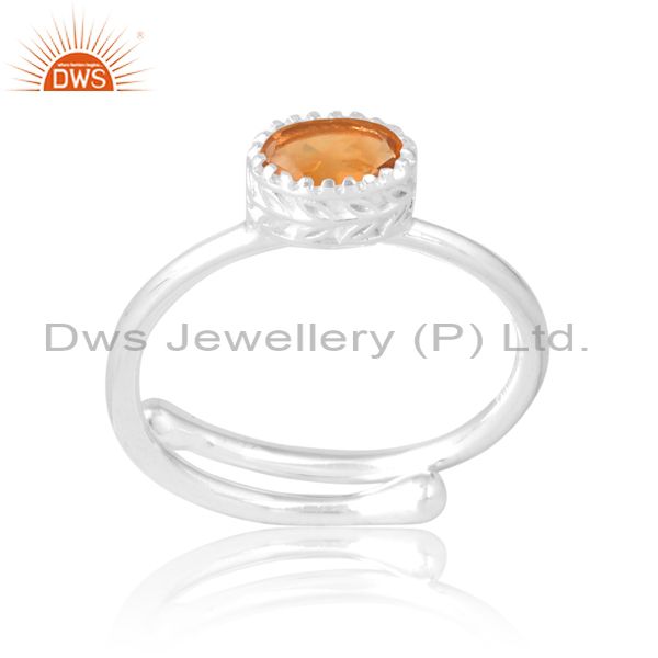 Sterling Silver Warm Band For Women In Citrine Oval Cut