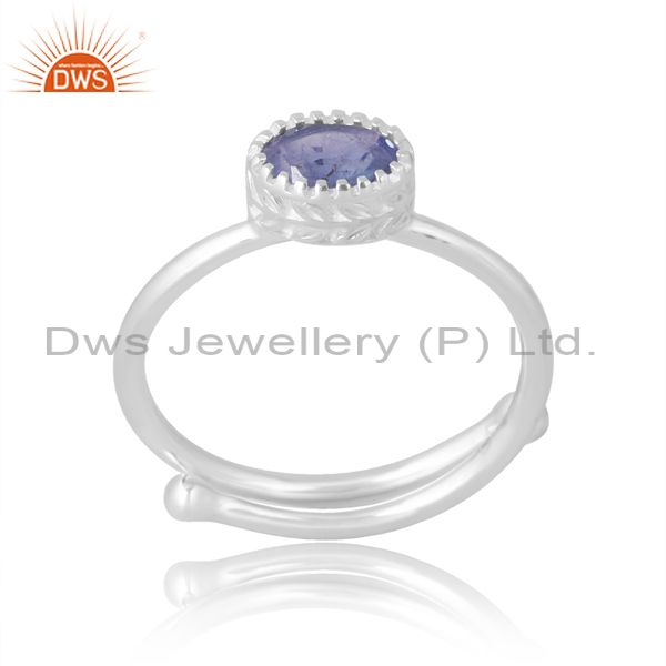 Sterling Silver Warm Band For Women In Tanzanite Oval Cut