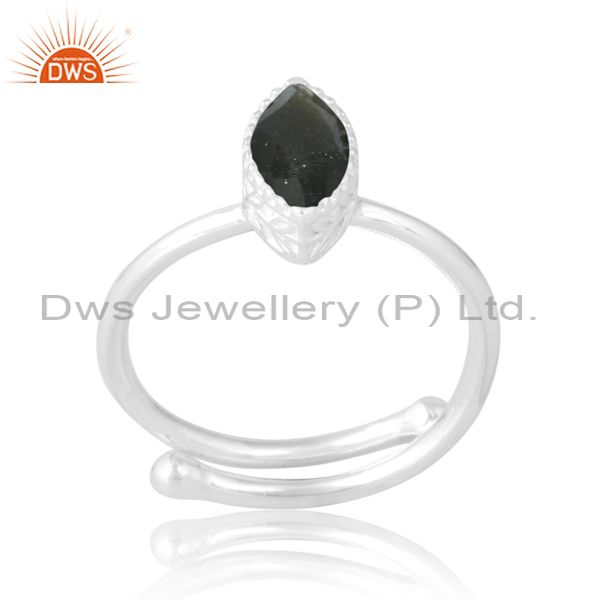 Quality Silver Band In Marquise Obsodian Cut Stylish Women