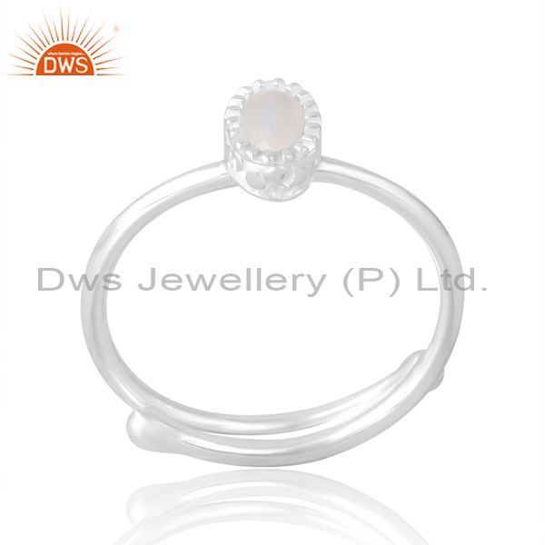 Hot Moonstone Oval Cut Ring Women In Casual Look Silver