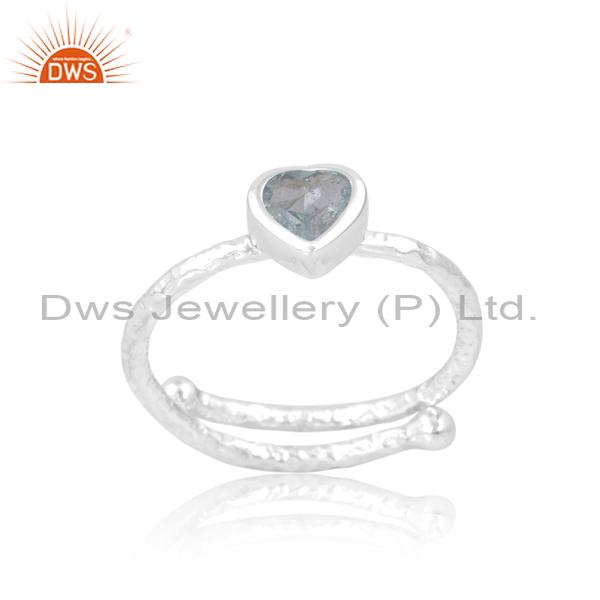 Aquamarine Engagement Ring: Silver Heart Design